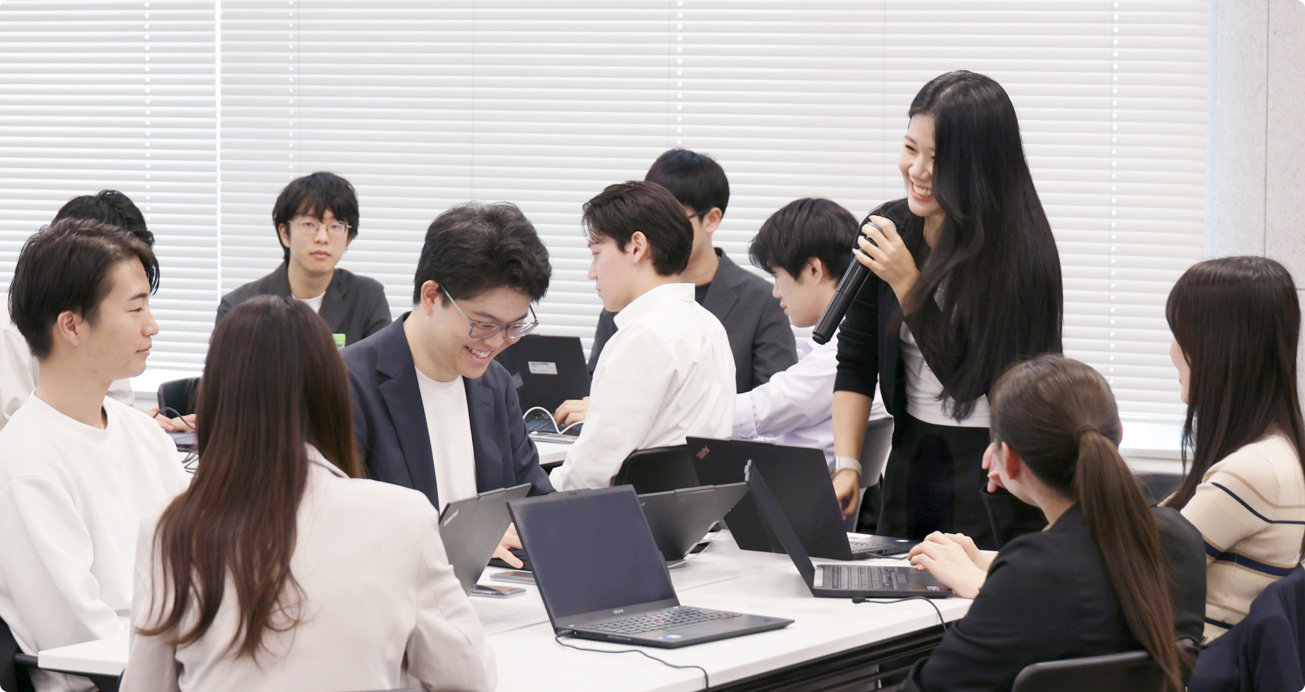 新卒社員研修のようす。